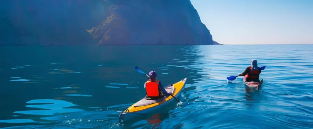 Getting in a kayak