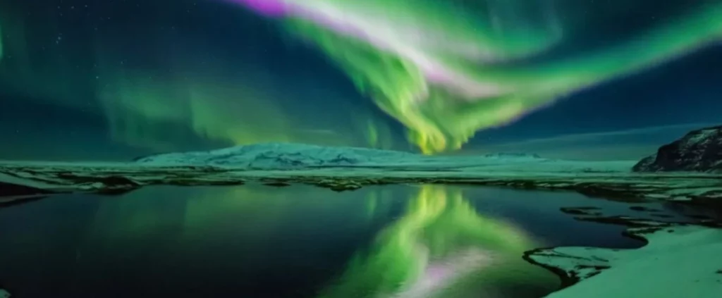Northern Lights are visible in Reykjavik, Iceland. Meet the Holiday Lights