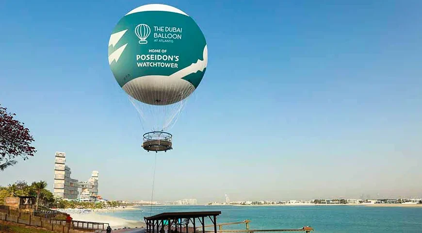 Aerial view of Dubai skyline from the Dubai Balloon at Atlantis